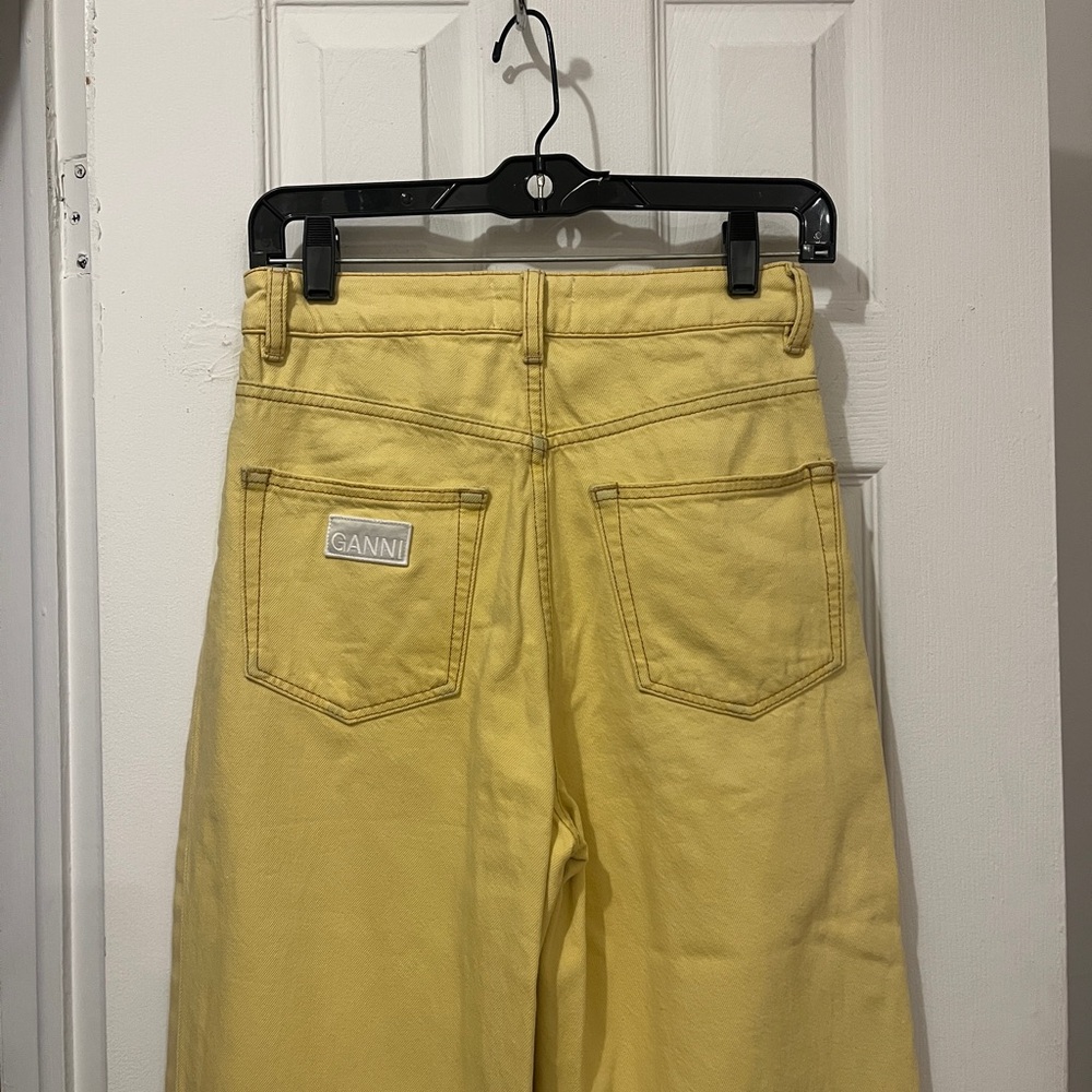 Ganni Magny Wide Leg Yellow Jeans - Picture 5 of 7